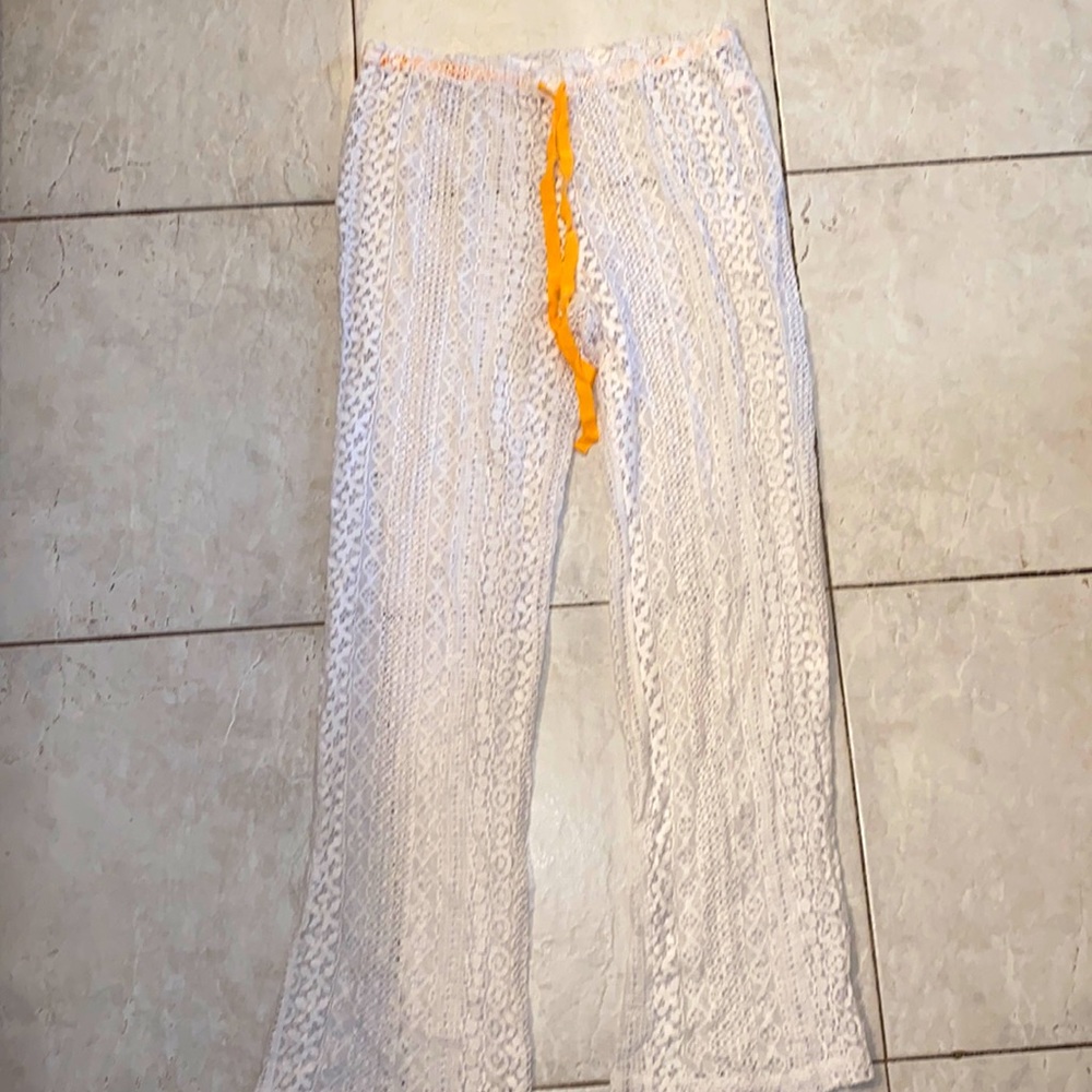 White lace beach pants